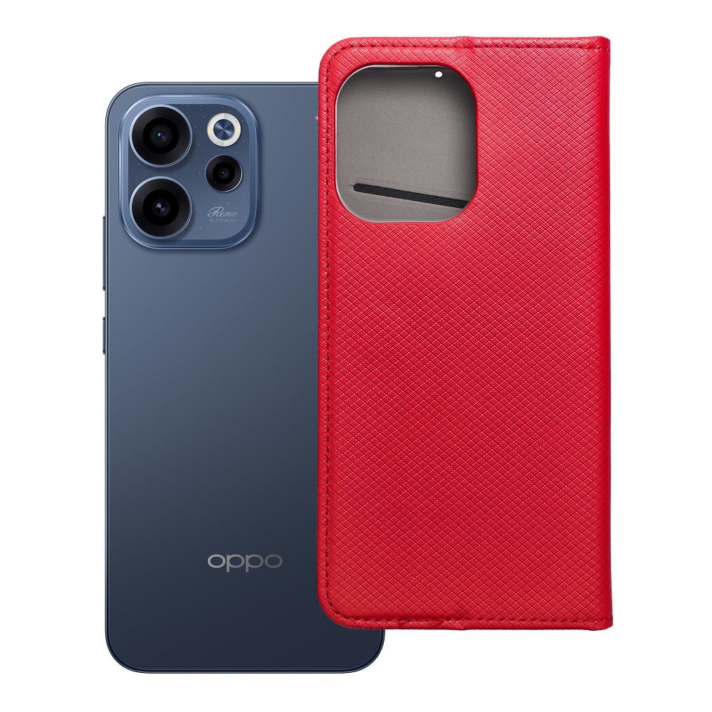 Klappkaanega Smart Case Book ümbris Oppo Reno 15F jaoks, punane