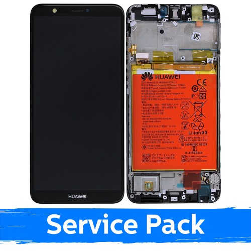 LCD ekraan ühilduv Huawei P Smart / Enjoy 7S Must raamiga (Service Pack)
