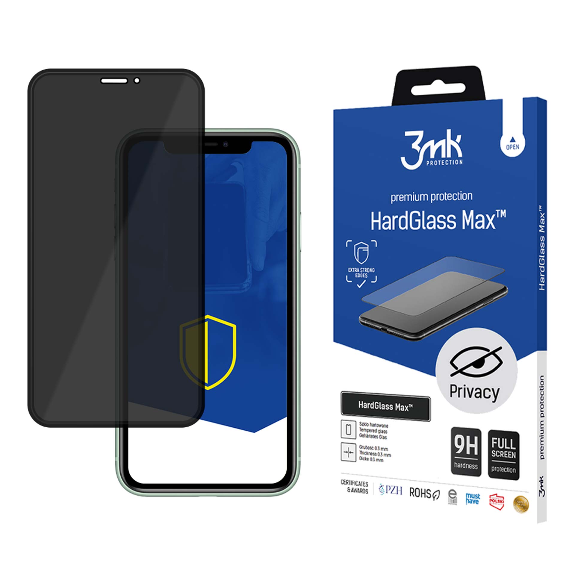 9H 3mk HardGlass Max Privacy™ privacy glass jaoks iPhone 11