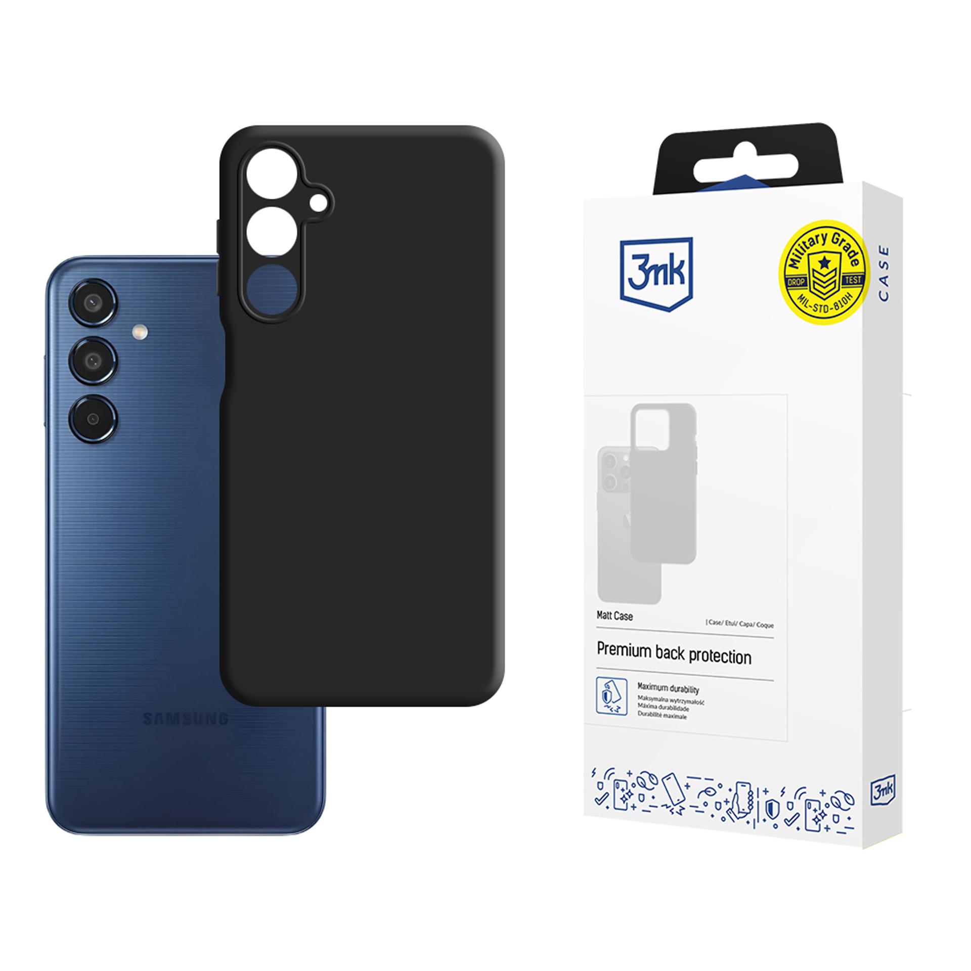 3mk Matt Ümbris jaoks Samsung Galaxy M35 5G - Must
