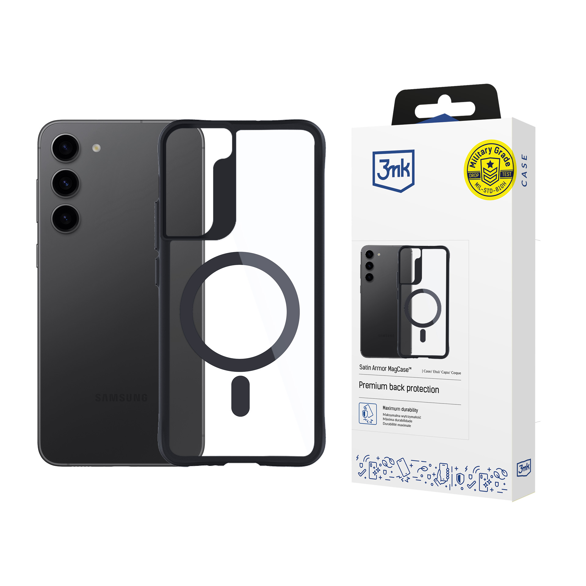 3mk Satin Armor MagCase ümbris Samsung Galaxy S23 5G - läbipaistev
