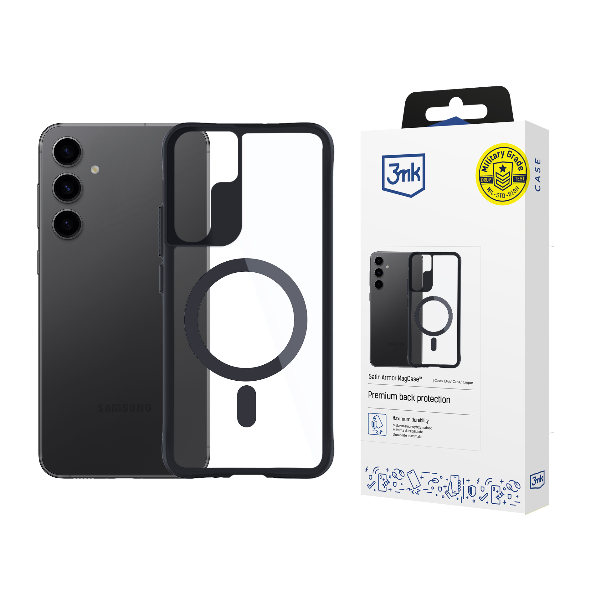 3mk Satin Armor MagCase jaoks Samsung Galaxy S24+ - läbipaistev