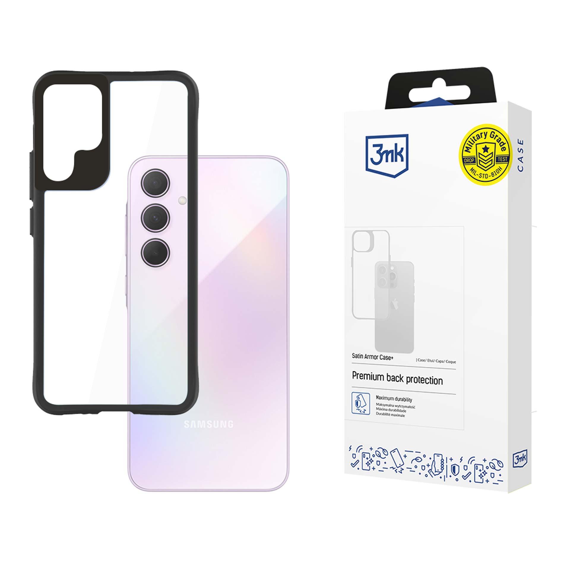 3mk Satin Armor Ümbris+ jaoks Samsung Galaxy A35 5G - läbipaistev with must frame