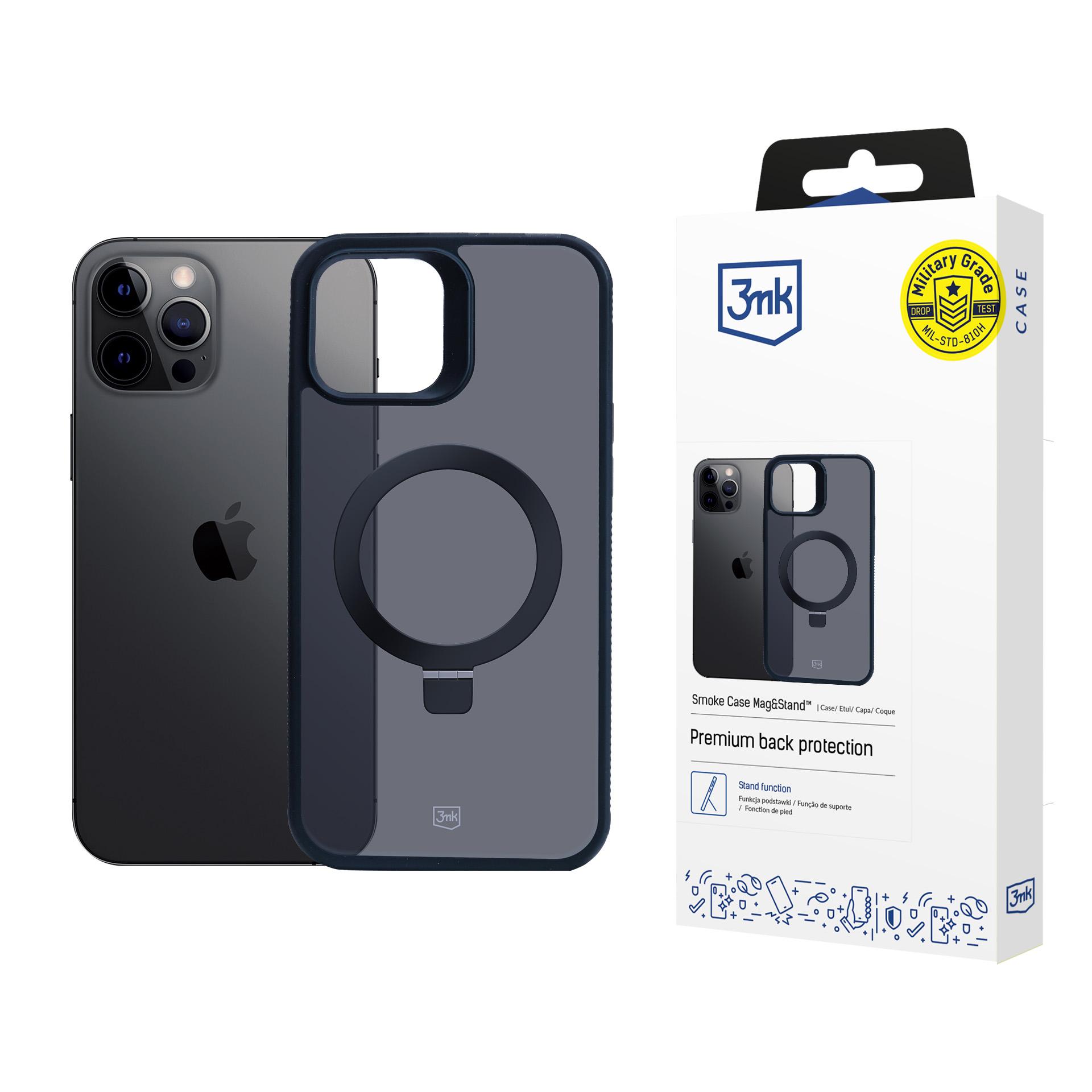 3mk Smoke Ümbris Mag&Stand jaoks Apple iPhone 12 pro max - must
