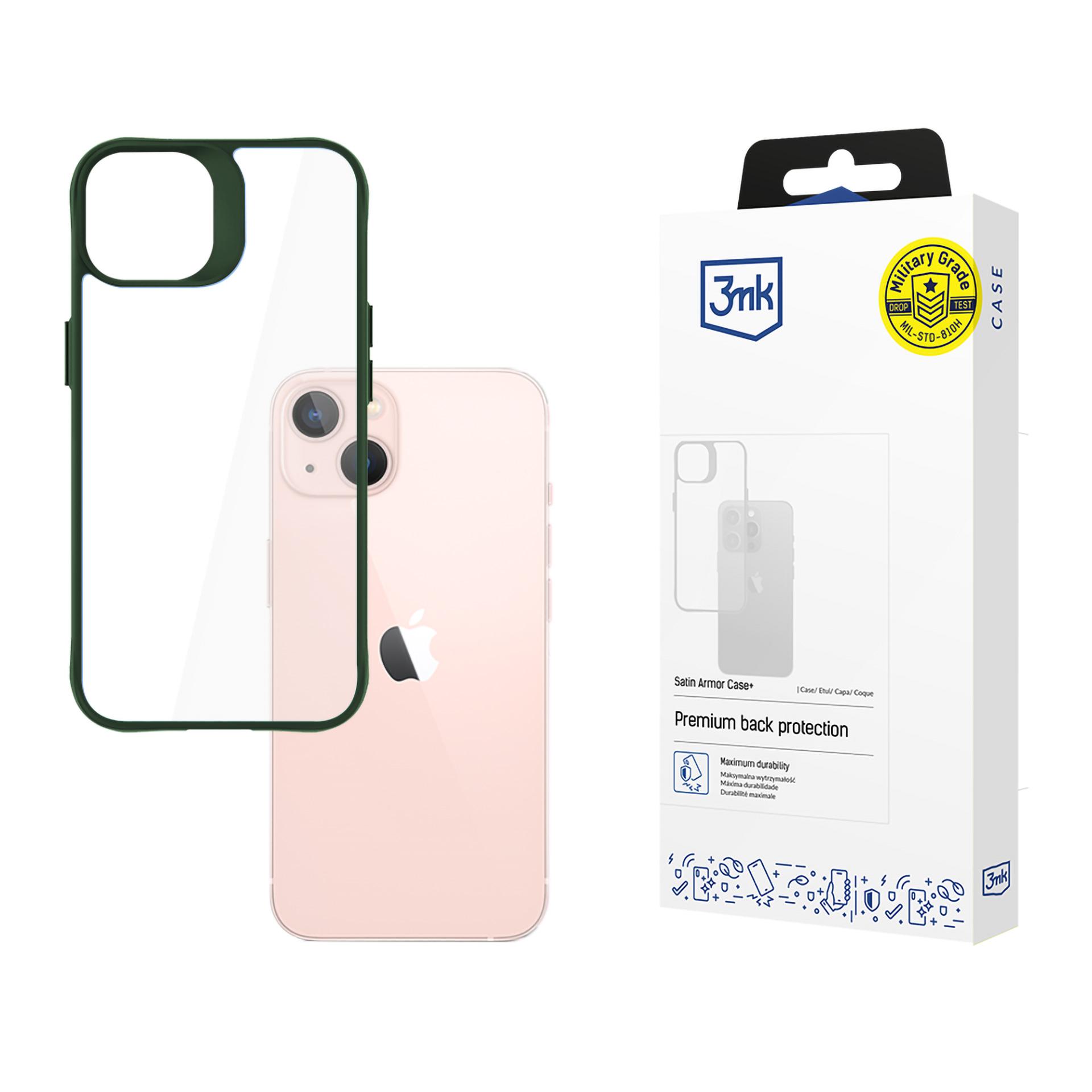3mk Satin Armor Ümbris+ roheline jaoks Apple iPhone 14 - läbipaistev