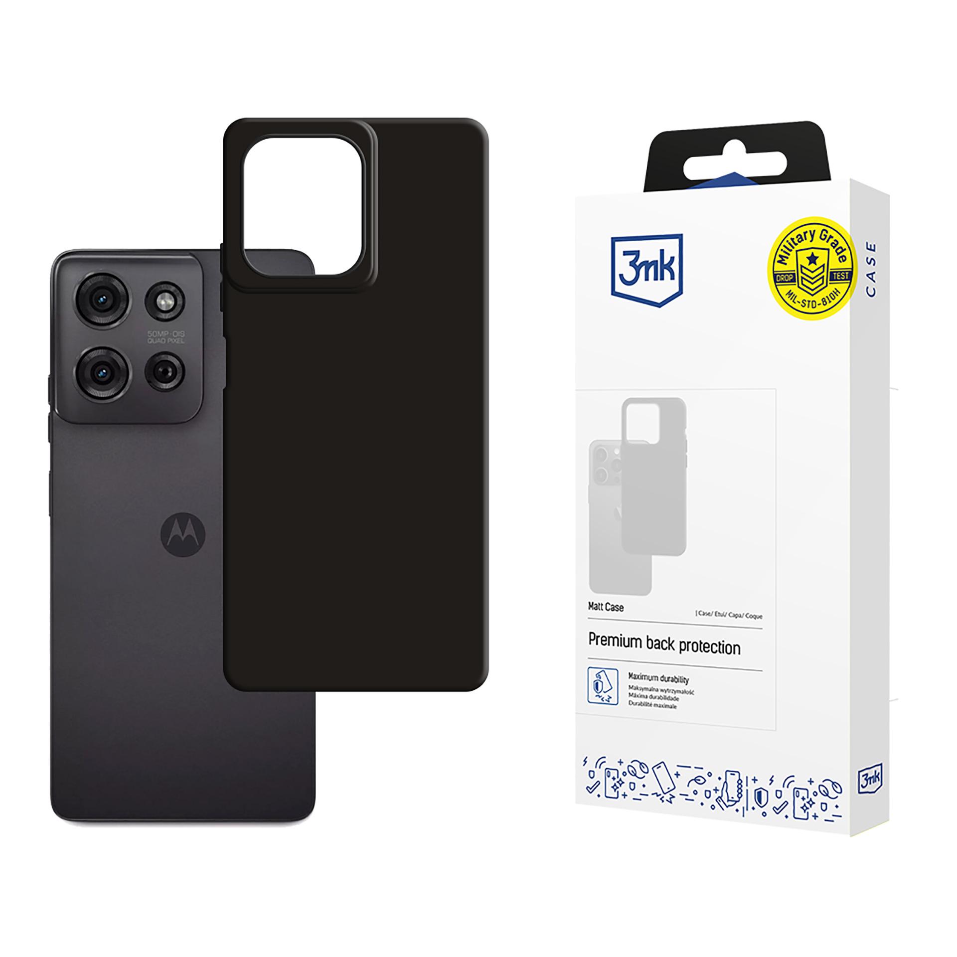 3mk Matt Ümbris jaoks Motorola Moto G75 - must