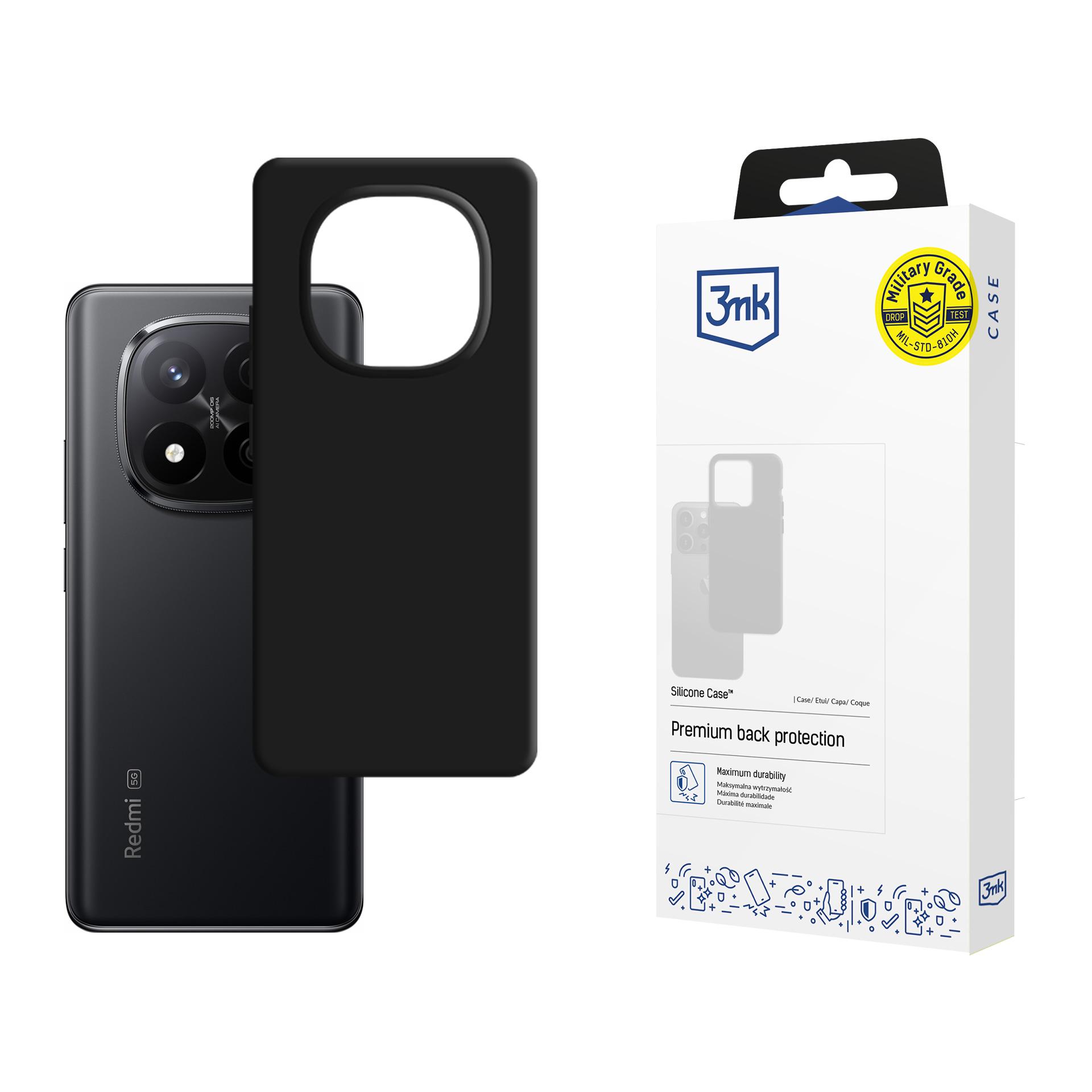 3mk Silicone Ümbris jaoks Xiaomi Redmi Note 14 Pro+ - must