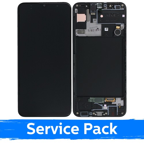 Samsung A307 ja A30s mudelitega ühilduv LCD-ekraan, must, raamiga (Service Pack)