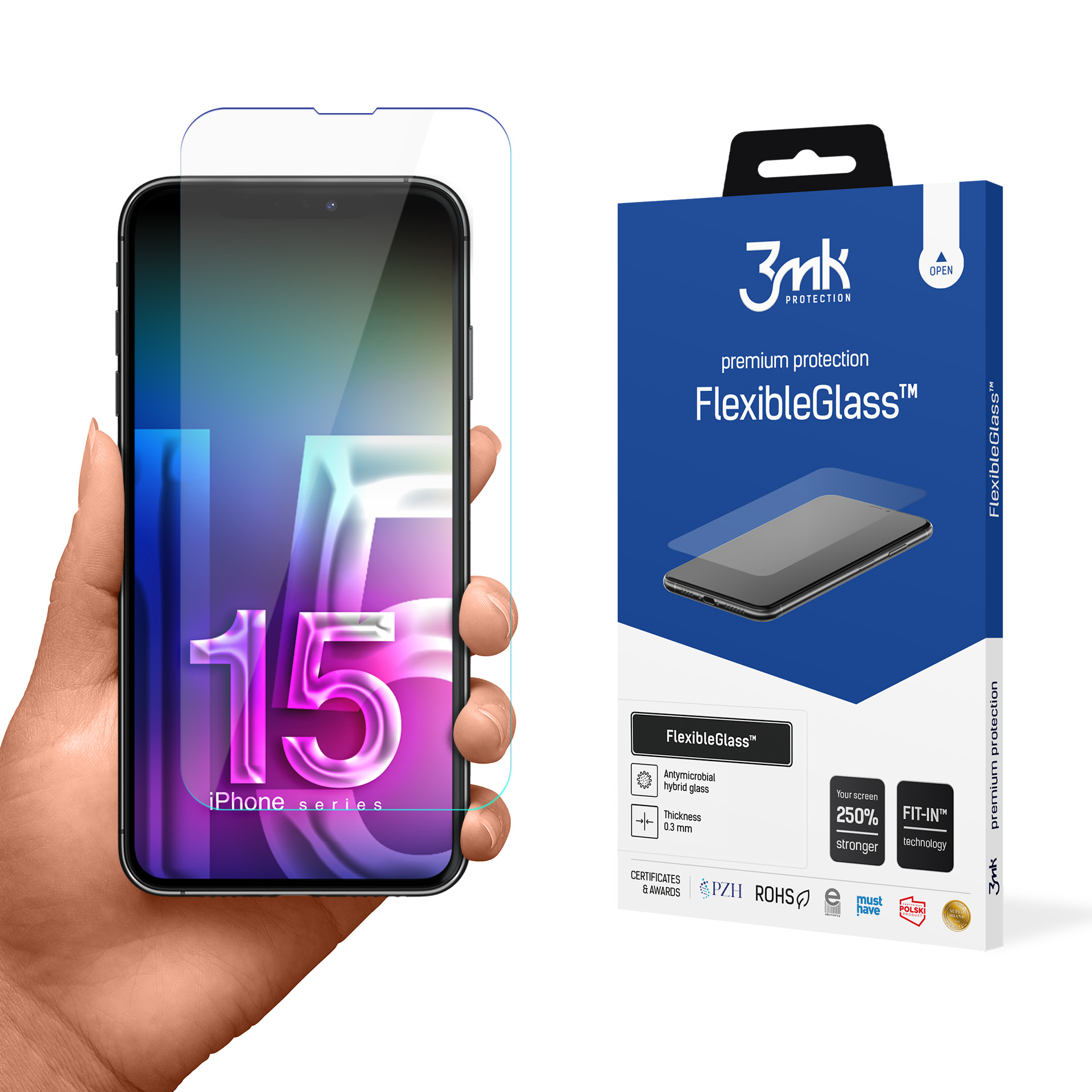 Hybrid glass 3mk FlexibleGlass v2.0 for Apple iPhone 15