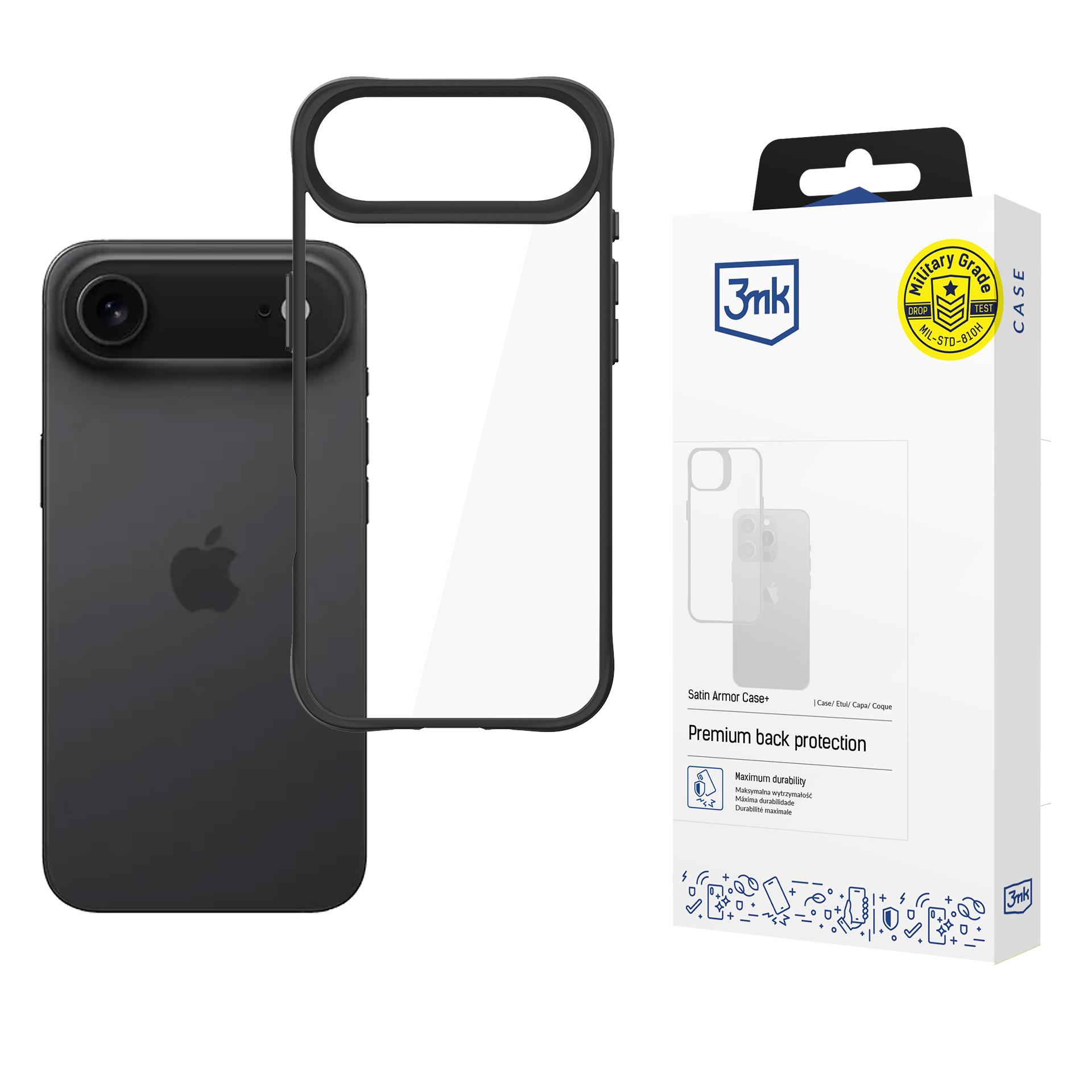 3mk Satin Armor Ümbris+ jaoks iPhone 17 Air - Läbipaistev Must