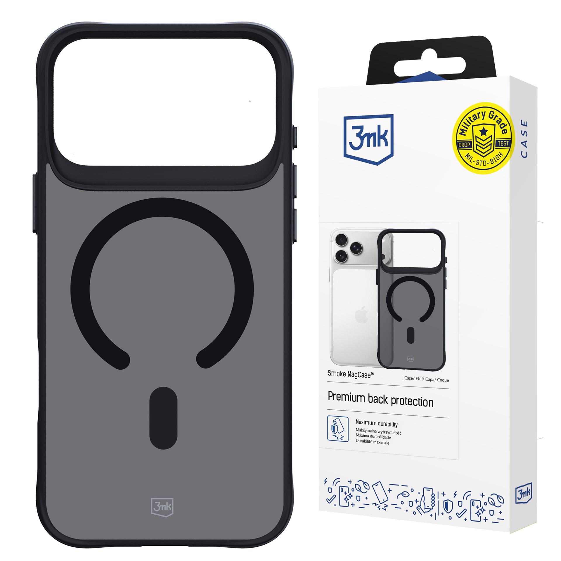 3mk Smoke MagCase jaoks iPhone 17 Pro Max - Must Semi-Läbipaistev