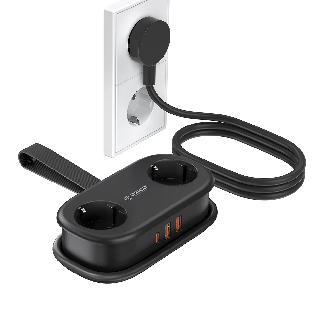 Orico AP3 20W GaN 5in1 Power Strip 2x AC + 2x USB-A + 1x USB-C - Black
