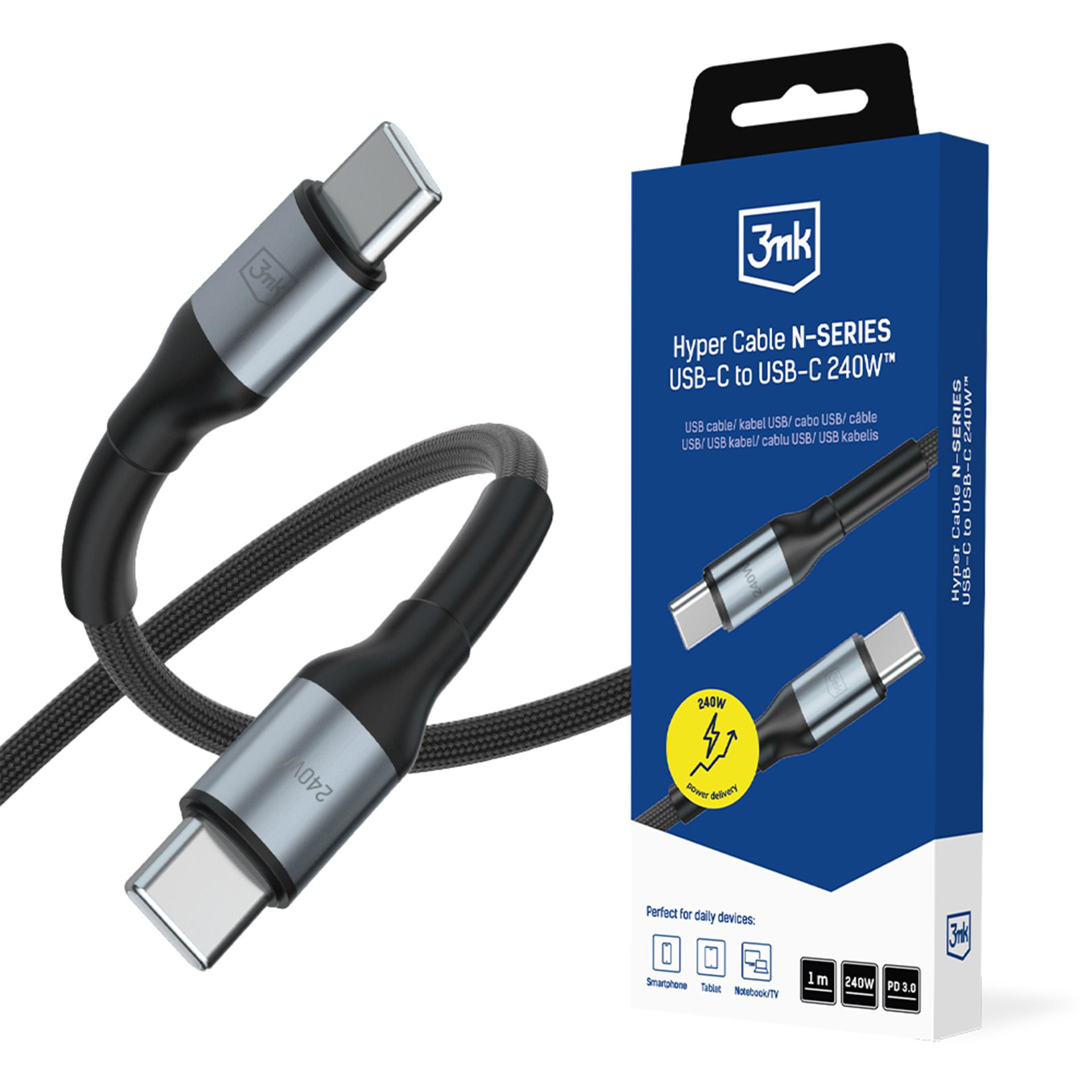 3mk Hyper Cable N-SERIES USB-C / USB-C 1m PD 3.0 QC 3.0 48V / 5A 240W - must