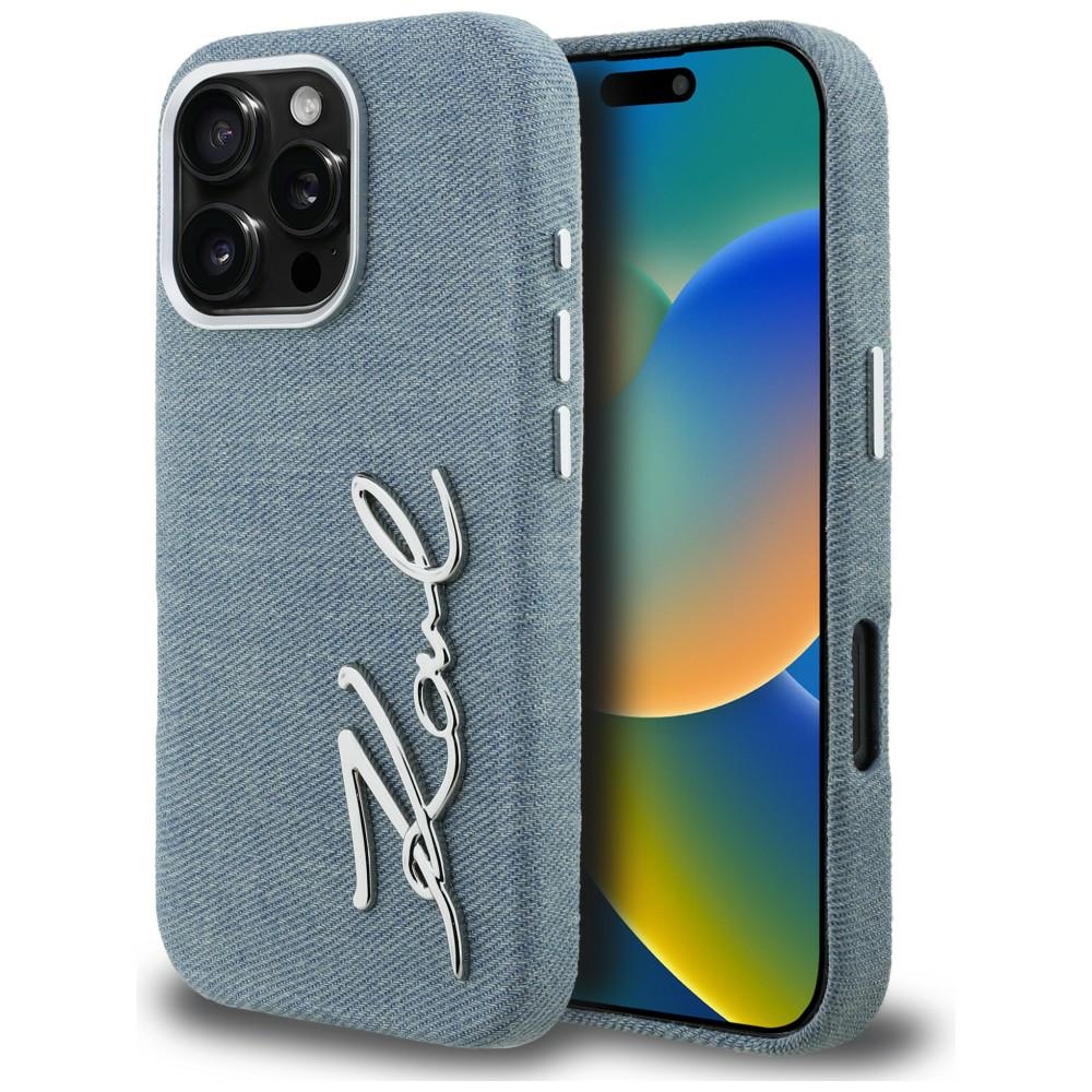 Karl Lagerfeld FW Jeans Signature Logo Ümbris iPhone 16 Pro Max - sinine
