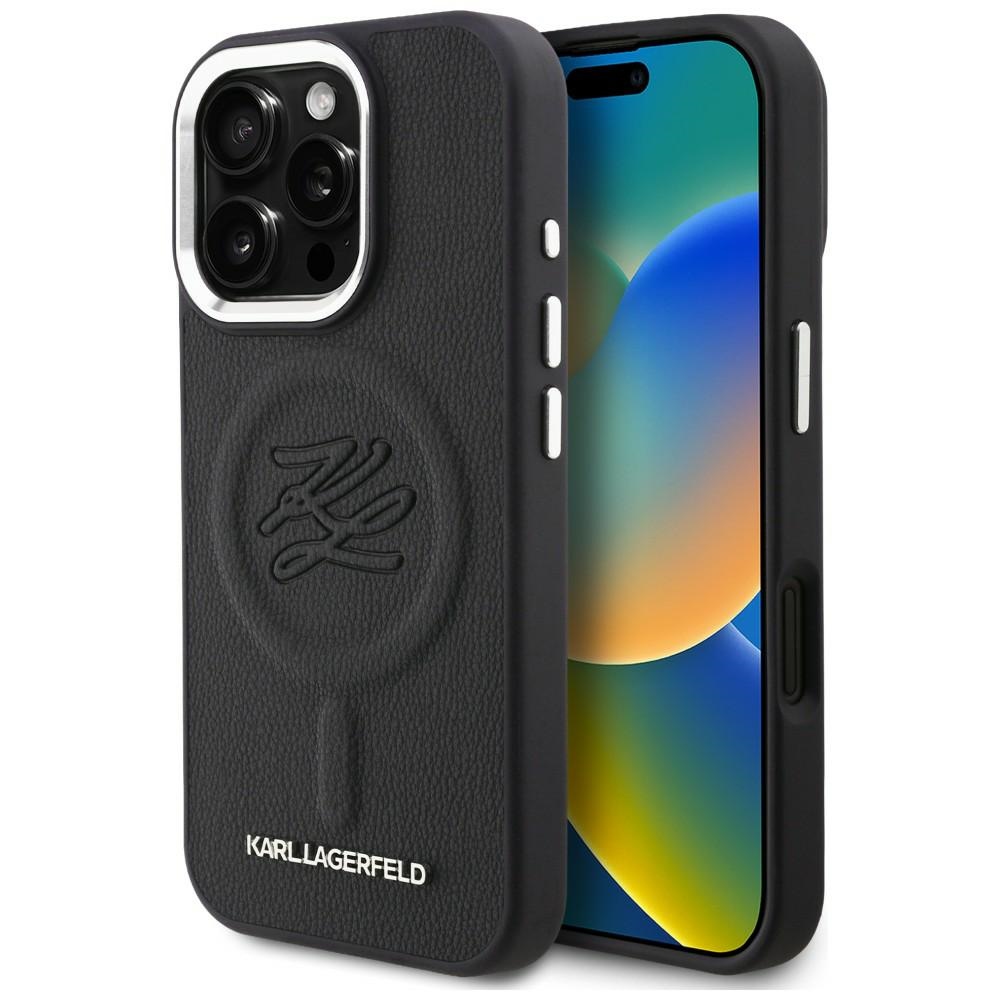 Karl Lagerfeld инициалы и металлический логотип MagSafe чехол iPhone 16 Pro - черный