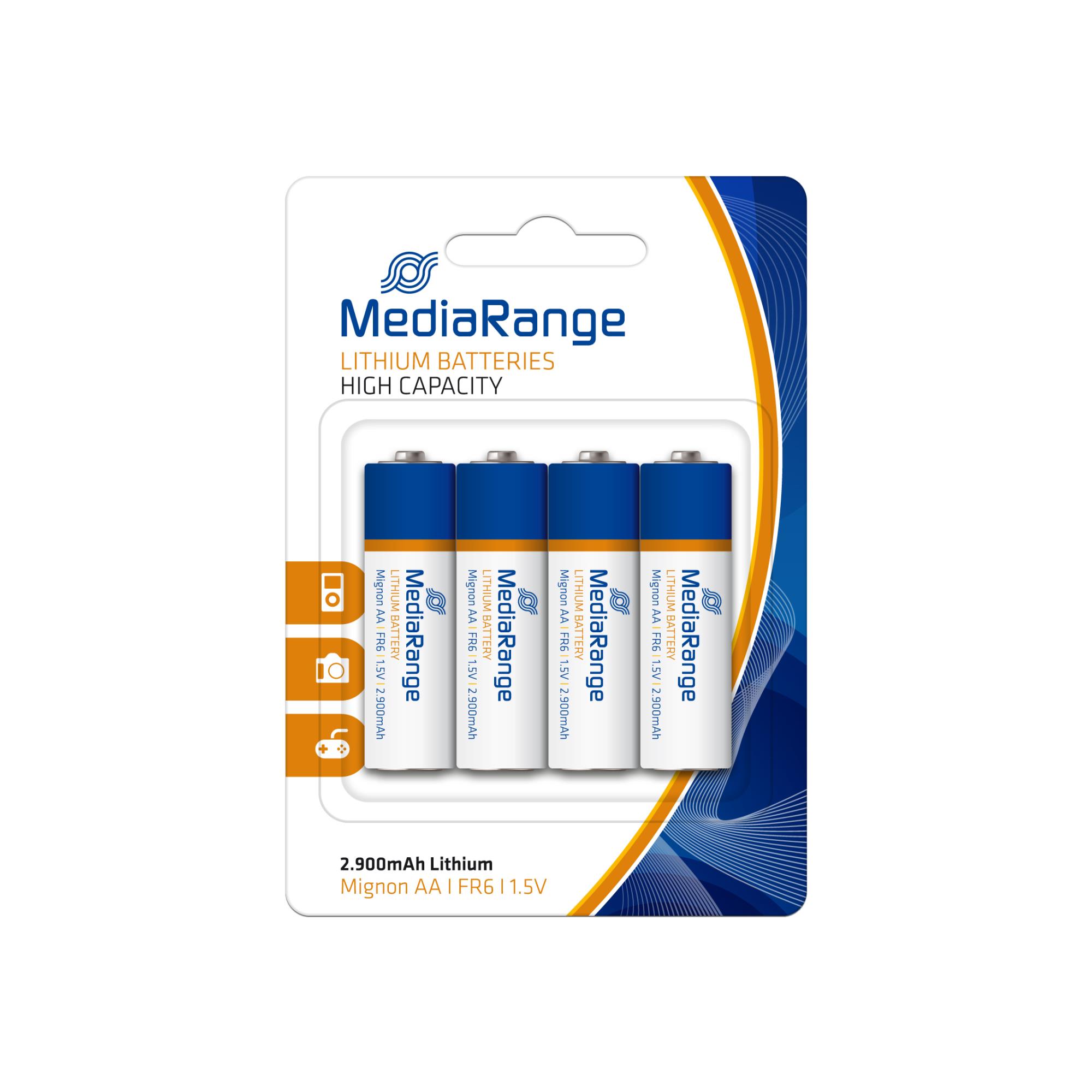 Patarei MediaRange Liitium Mignon AA 1.5V/4 tk
