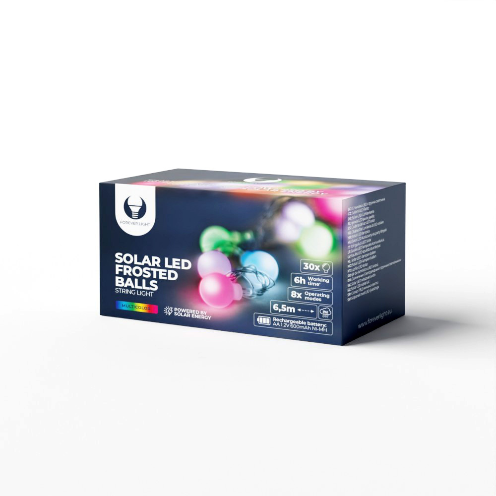Valguskett päikese LED FROSTED BALLS SFB62 6,5m 30 kuuli mitmevärviline Forever Light