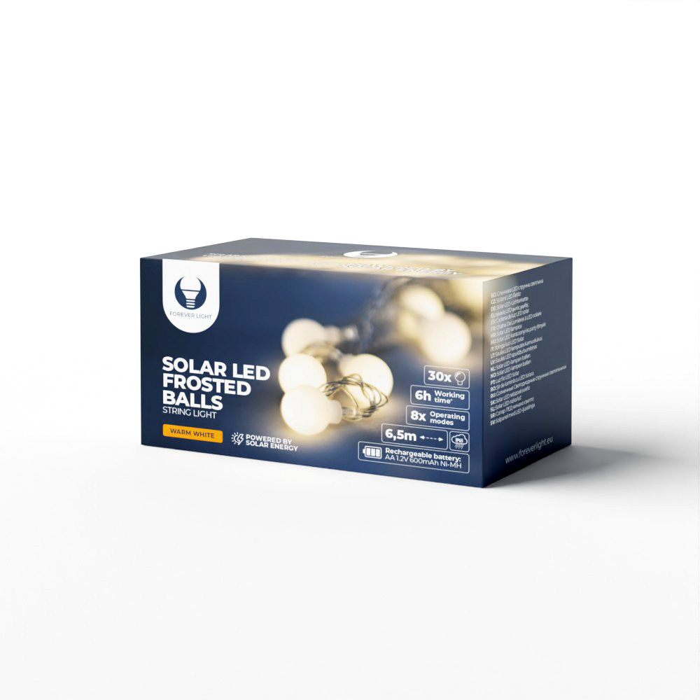 Valguskett päikese LED FROSTED BALLS SFB61 6,5m 30 kuuli soe valge Forever Light