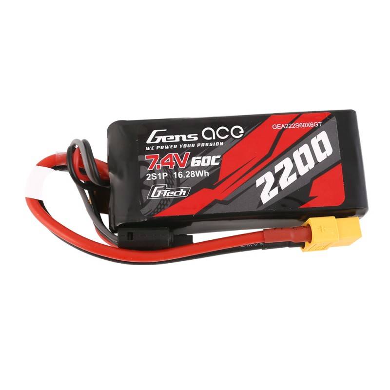 Аккумулятор GensAce G-Tech LiPo 2200 мА·ч, 7,4 В, 60C, 2S1P, разъем XT60