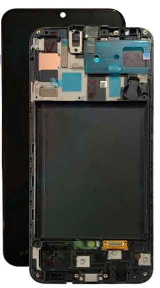 Samsung A505 A50 2019 LCD-ekraan puutetundliku ekraani ja raamiga, must, originaal (kasutatud, C-klassi)