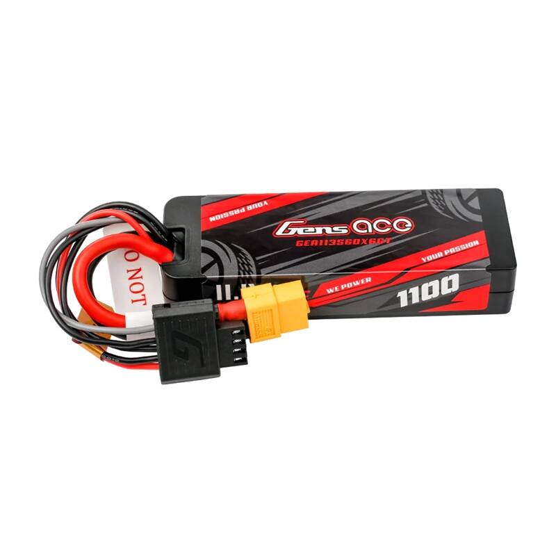 Lipo Gens ace G-Tech 1100 mAh 11,1 V 3S1P 60C GRP-76 kõvakorpusega aku XT60-pistikuga