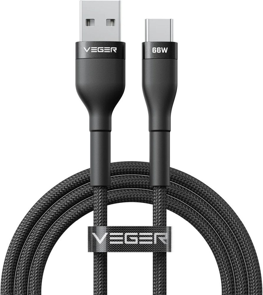 Cable USB A to Typ C VEGER PD 11V 6A 66W AC04 1,2 m black