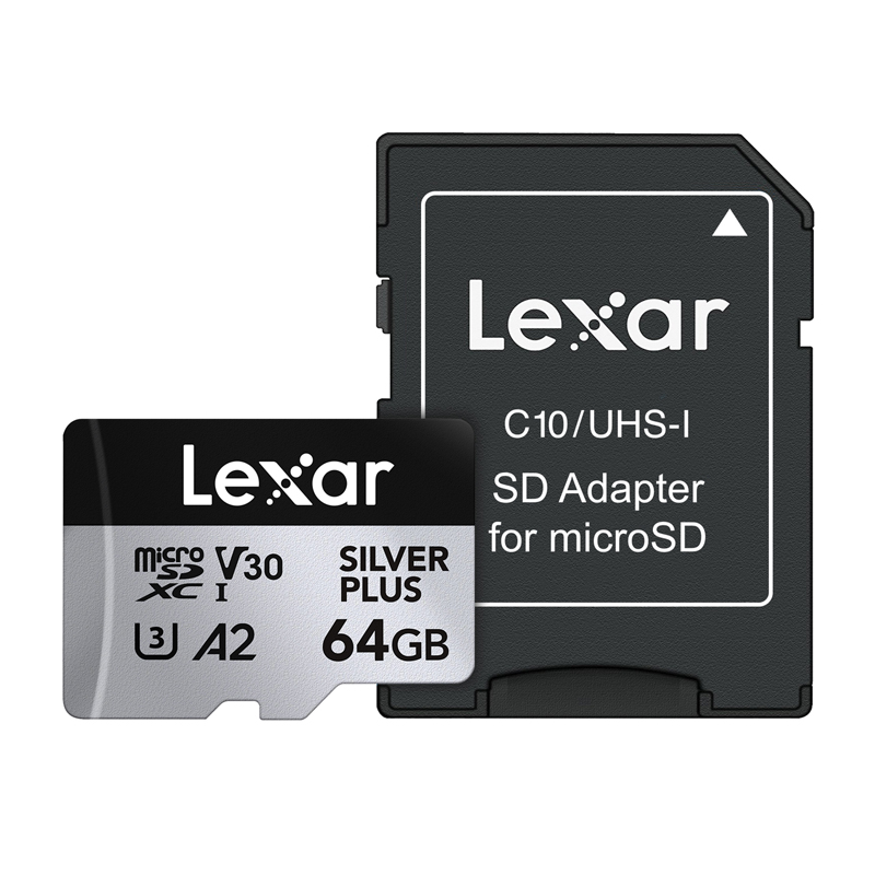 Карта памяти Lexar High-Performance Silver Plus microSDXC 64 ГБ + адаптер