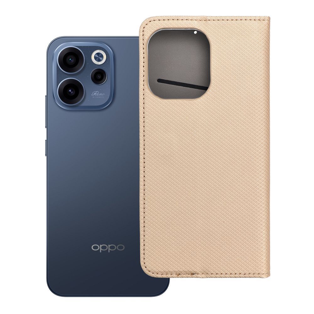 Klappkaanega Smart Case Book ümbris Oppo Reno 15 jaoks, kuldne