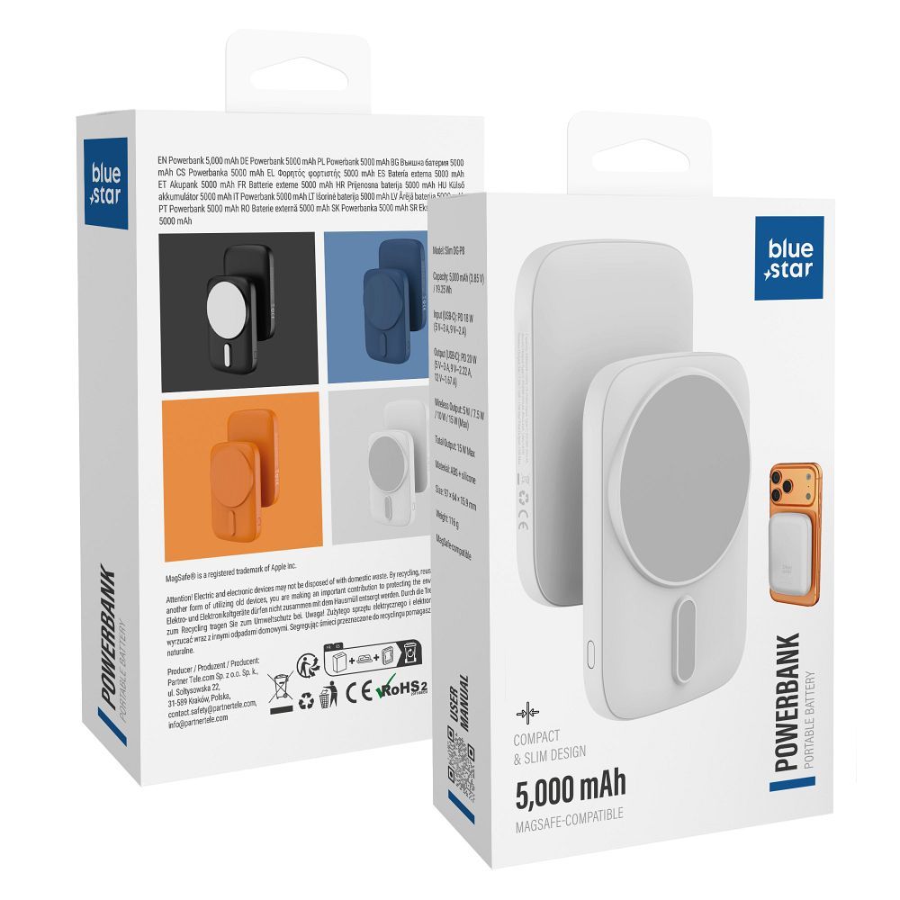 Powerbank ühilduv MagSafe Blue Star Slim DG-P8 15W 5000 mAh valge