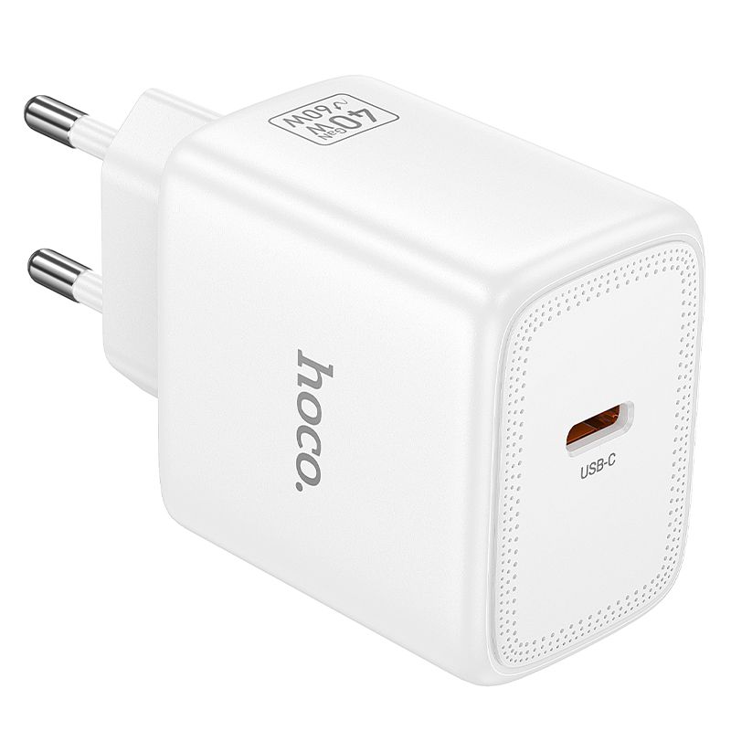 GaN зарядное устройство для телефона Hoco USB C PD AVS 40W max 60W N83 белое
