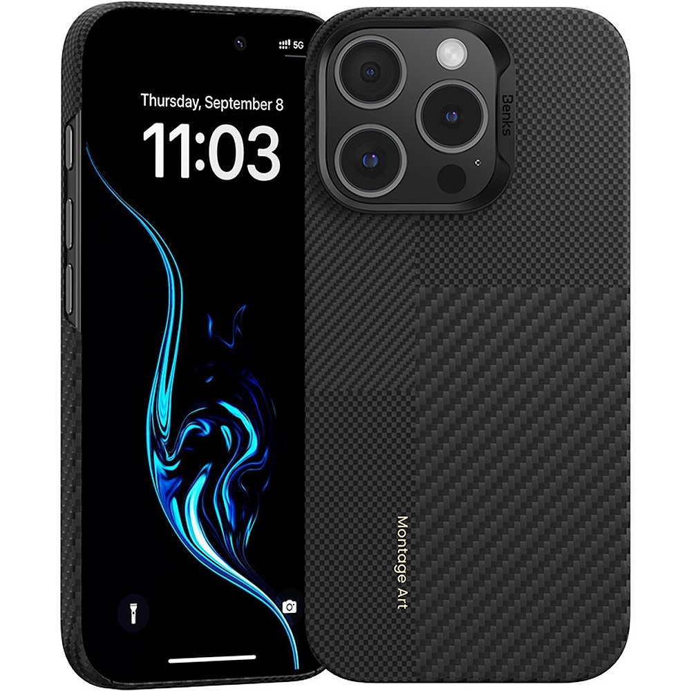 Benks Montage Magnetic Armor Air Kevlar Ümbris PC Frame 600D+1500D (MB65) jaoks Iphone 16 Pro must