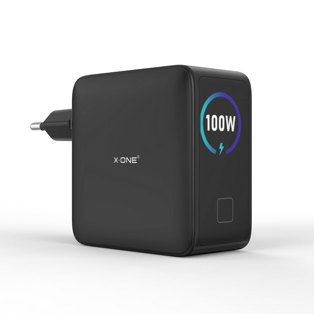 Reisilaadija X-ONE ChargeGo GaN LCD-ekraaniga, 100W, 2x USB C – must