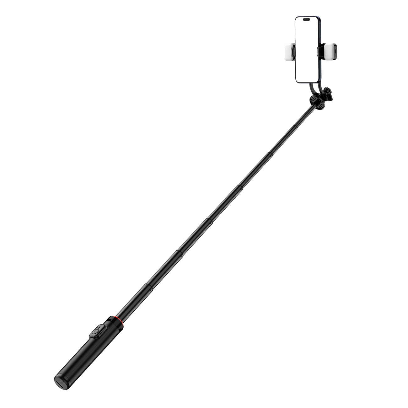 Selfipulk WC12YDS 1.3m alumiiniumisulamist teleskoopstatiiv kahe lambiga ja telefonihoidikuga - must