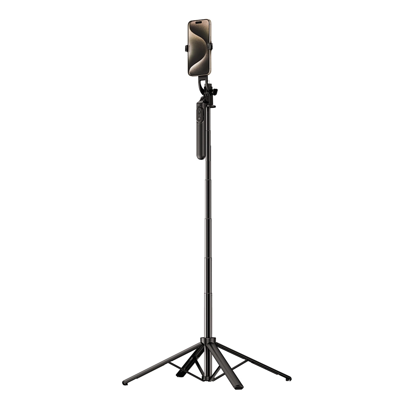 Selfipulk WH181-Y1S 1.75m alumiiniumisulamist teleskoopstatiiv telefonihoidikuga - must