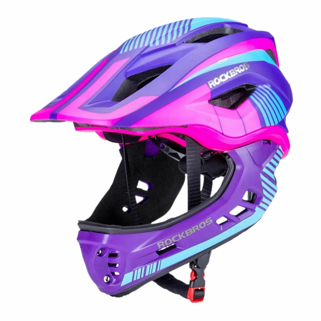 Rockbros TT-32SBPP-S laste jalgrattakiiver eemaldatava lõuakaitsmega suurus S - lilla-roosa