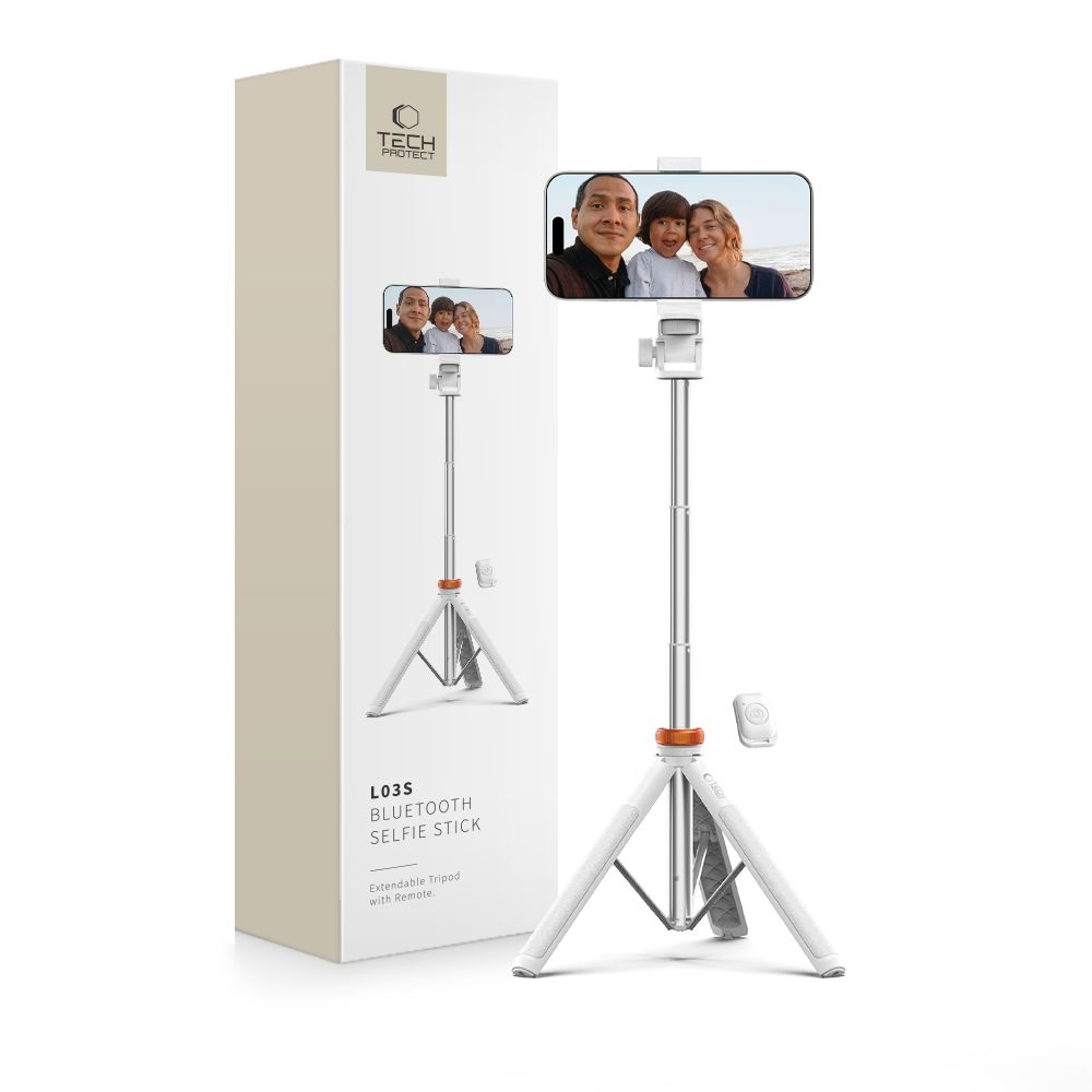 TECH-PROTECT L03S BLUETOOTH SELFIE KEPP STATIIVIGA VALGE