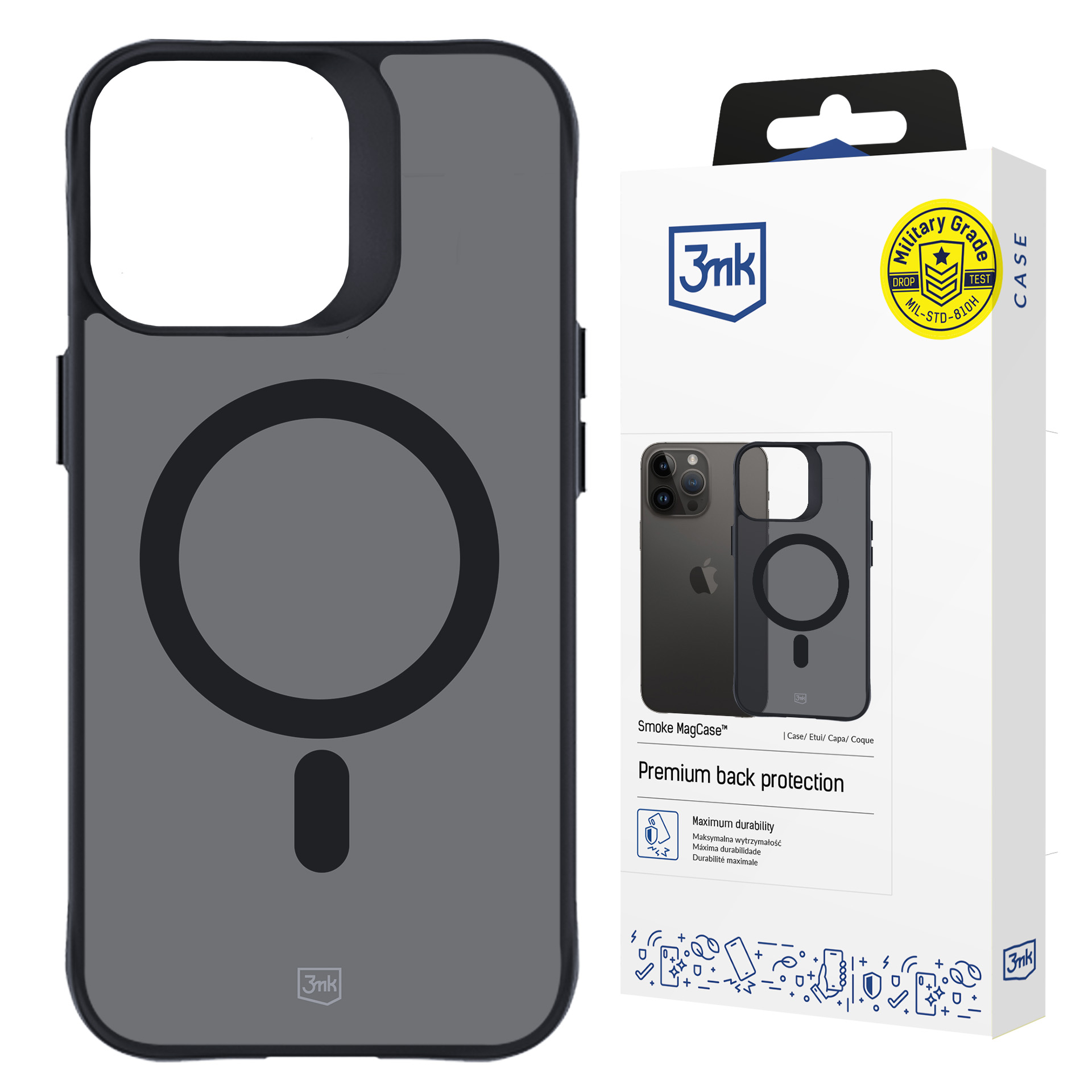 3mk Smoke MagCase with MagSafe jaoks iPhone 15 Pro Max - poolläbipaistev