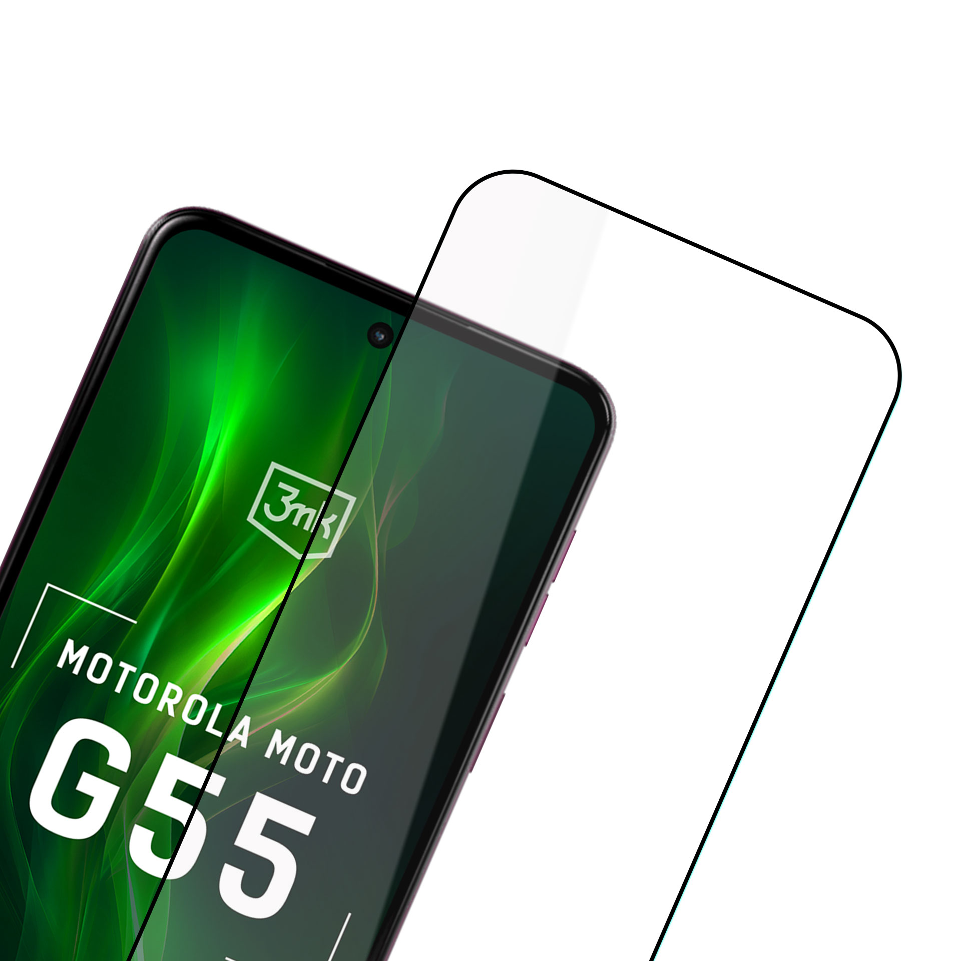 Tempered glass 3mk HardGlass Max Lite Black for Motorola Moto G55 5G