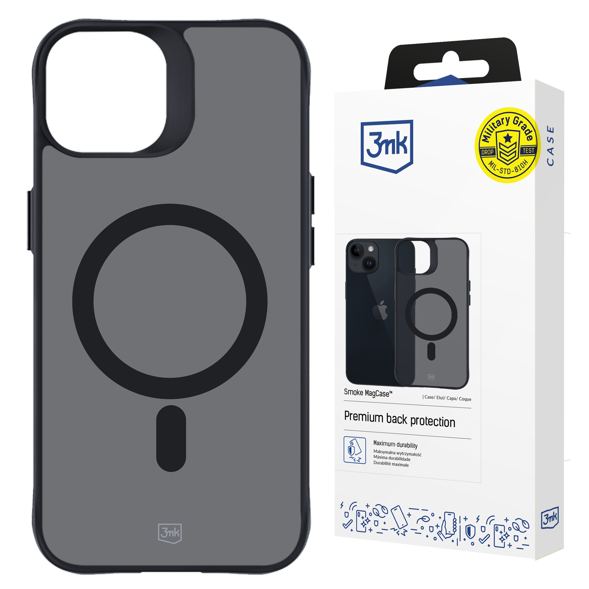 3mk Smoke MagCase with MagSafe jaoks iPhone 15 - semi-läbipaistev