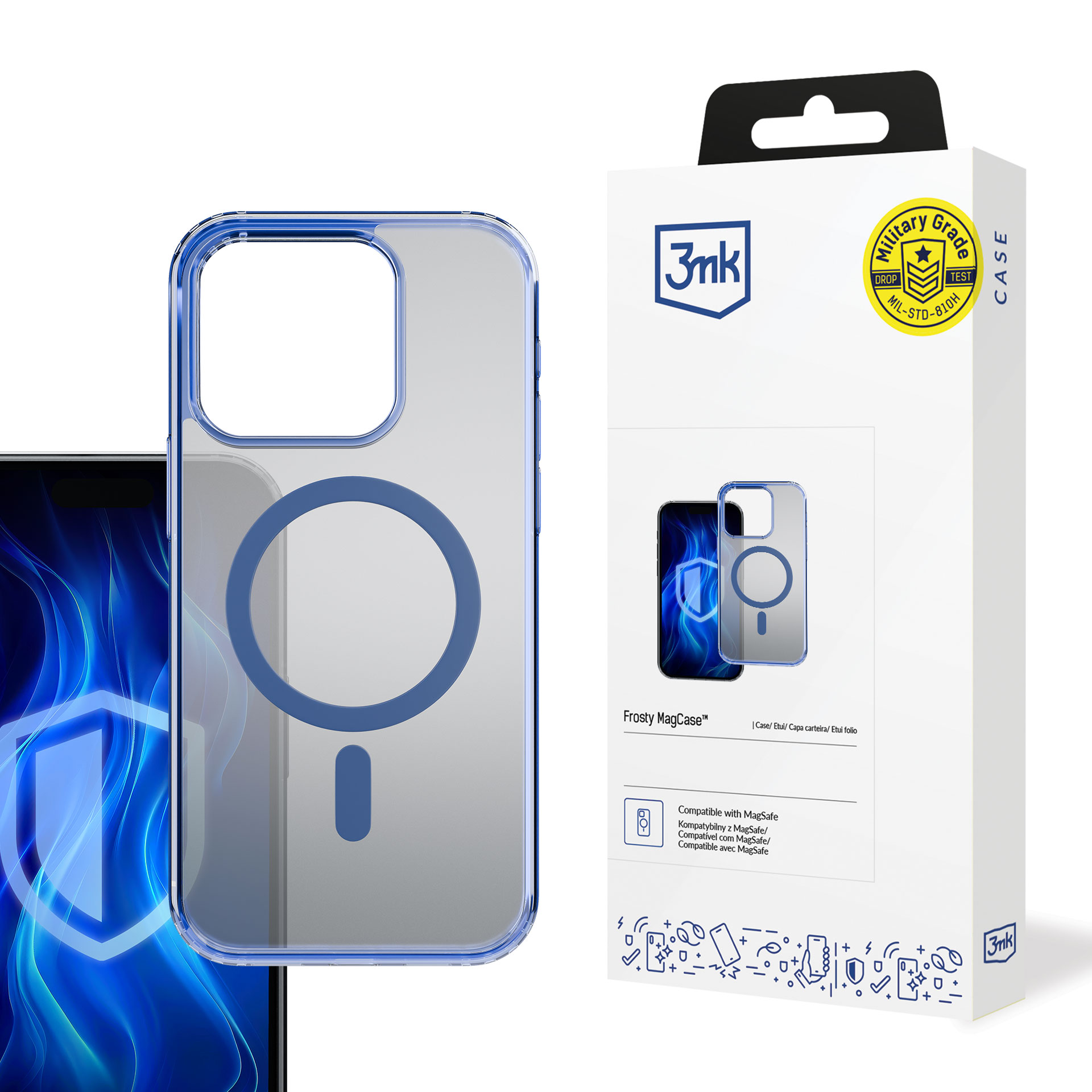 3mk Frosty MagCase sinine Ümbris jaoks Apple iPhone 16 Pro Max - läbipaistev