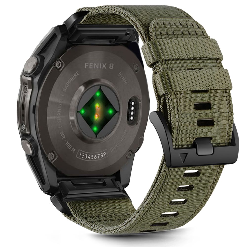 Rihm TECH-PROTECT NYLON CLASSIC GARMIN FENIX 5X / 5X PLUS / 6X / 6X PRO / 7X / 8 (51 MM) oliivroheline