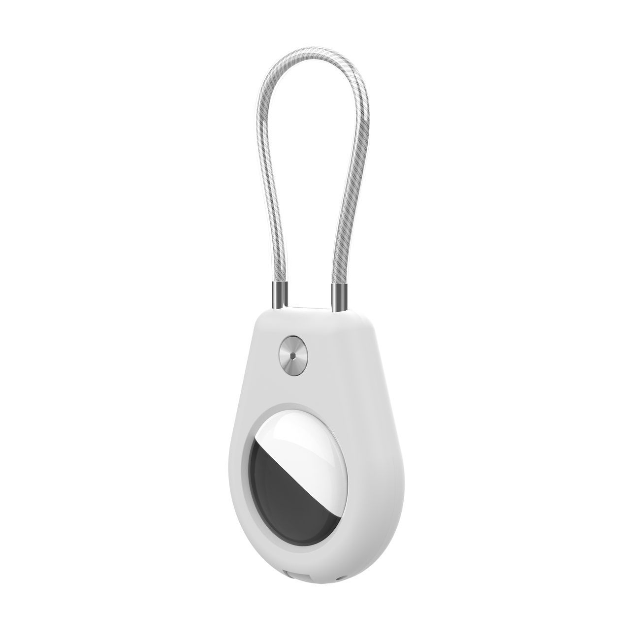 Apple AirTag Case with Steel Cable - White