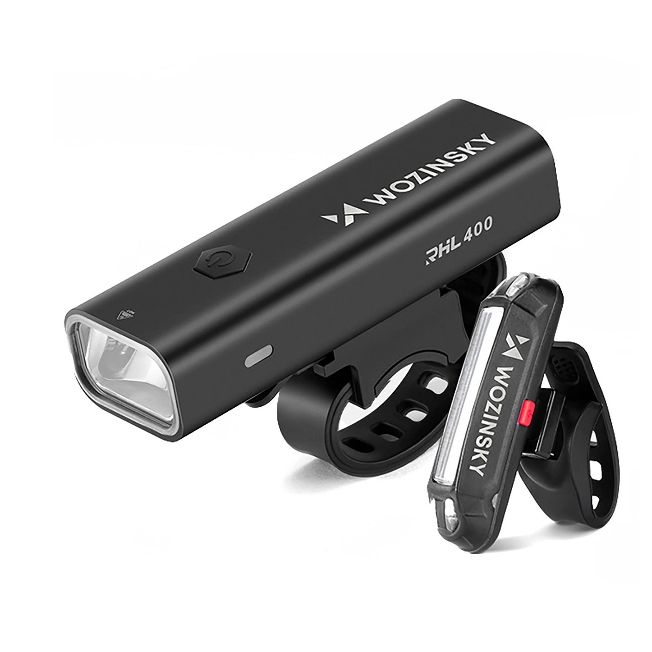 Wozinsky WSBLB2 eesmise (400 lm) ja tagumise USB-C-jalgrattatule komplekt – must