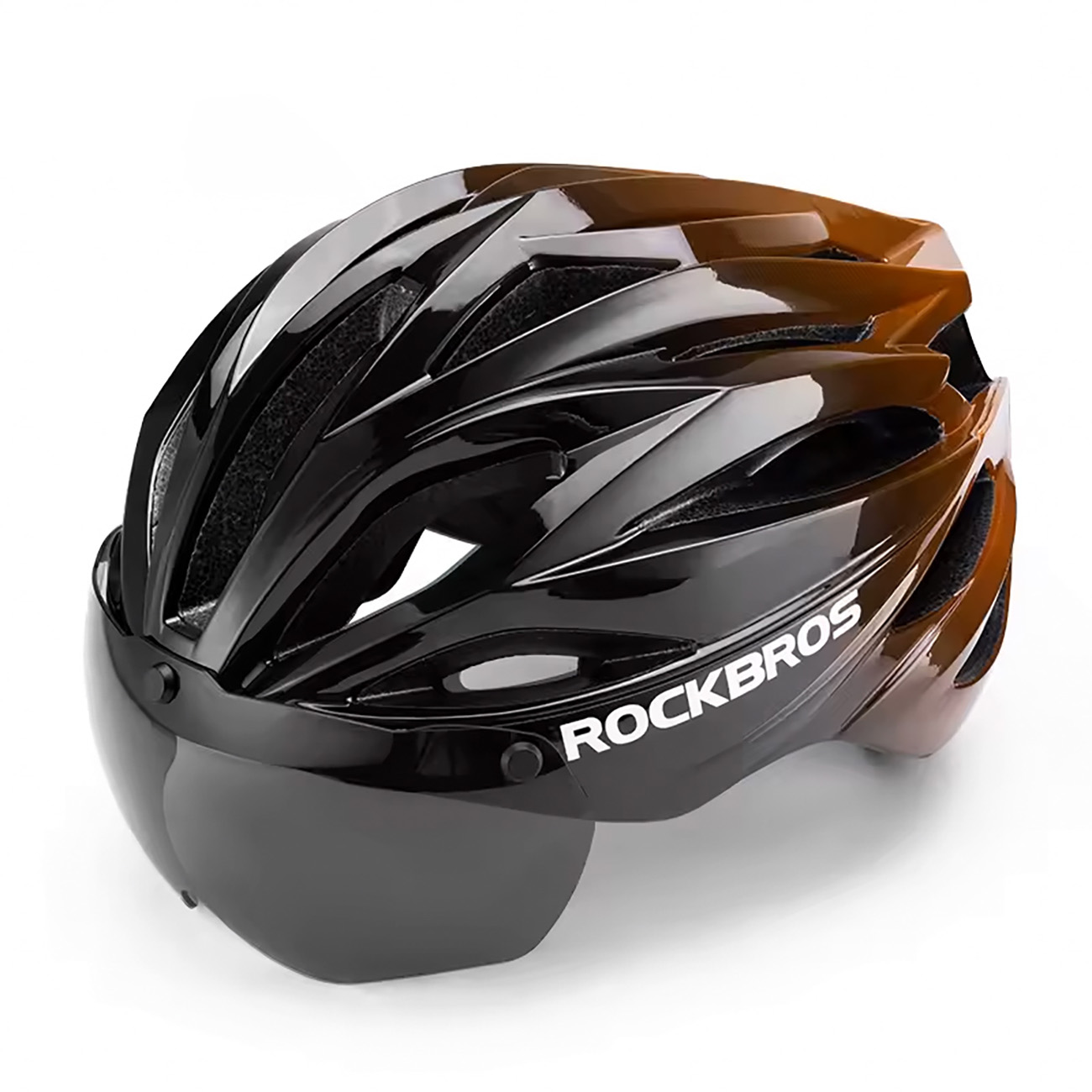 Rockbros jalgrattakiiver visiiri ja eemaldatavate UV-kaitseprillidega, unisex - must/pruun