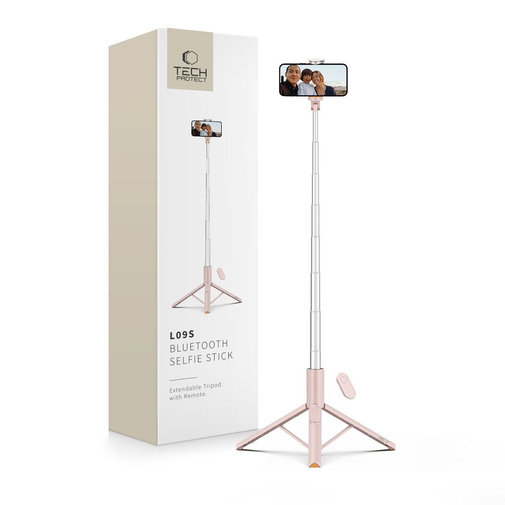 TECH-PROTECT L09S BLUETOOTH SELFIPULK STATIIVIGA ROOSA