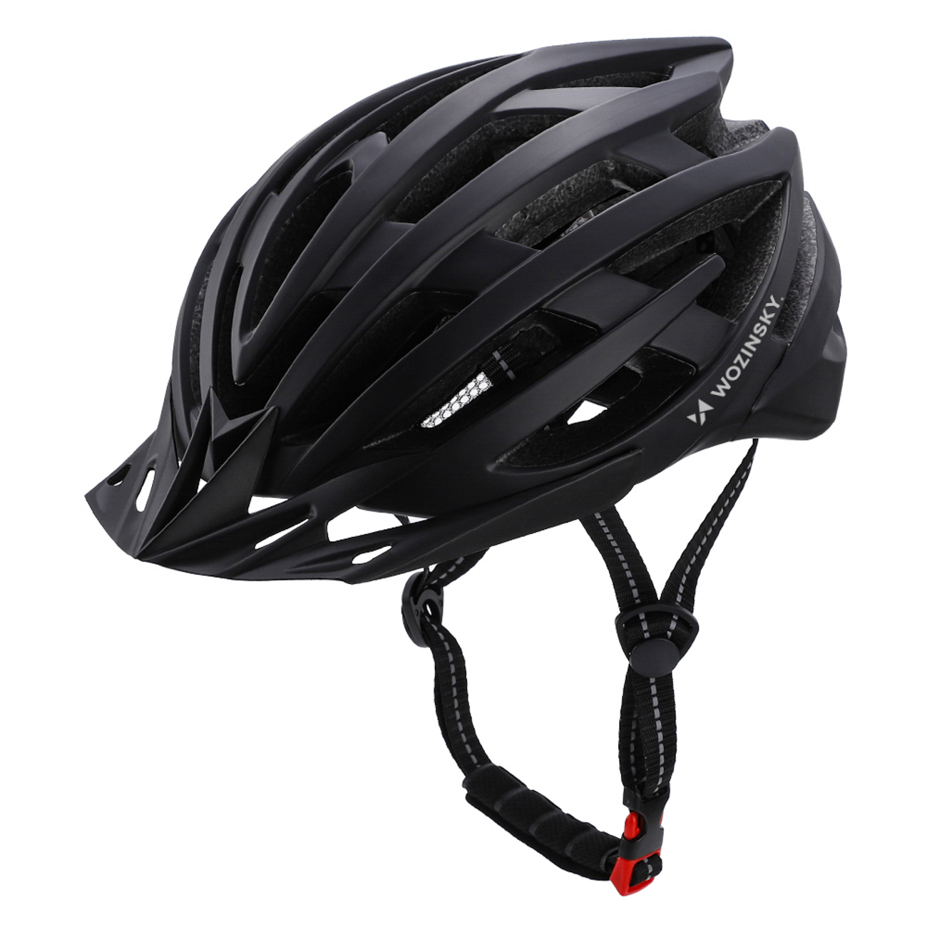 Wozinsky MTB jalgrattakiiver eemaldatava visiiri ja tagumise USB tulega M - must