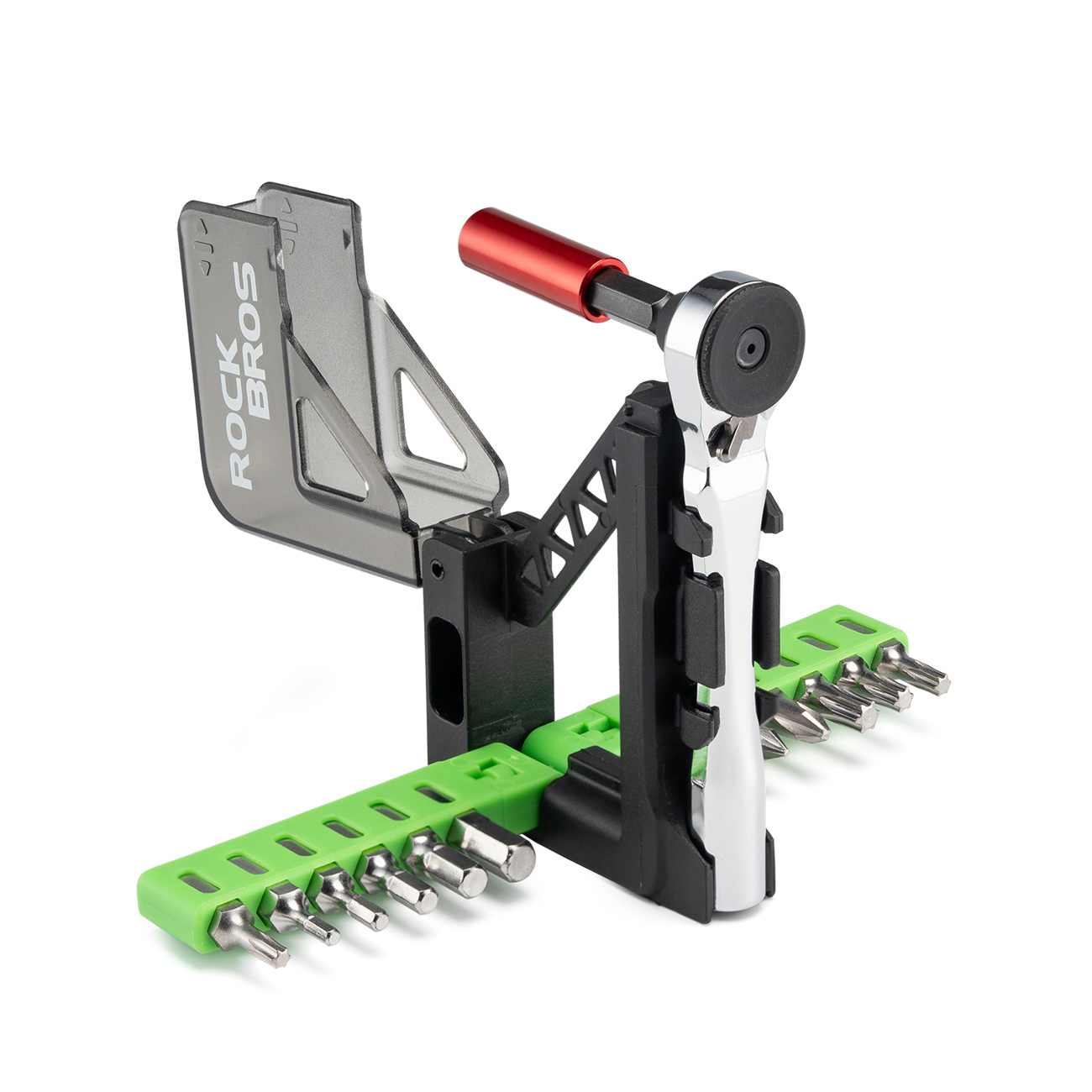 Rockbros Bike Tool Set with Mini Ratchet and Bits - Translucent Green