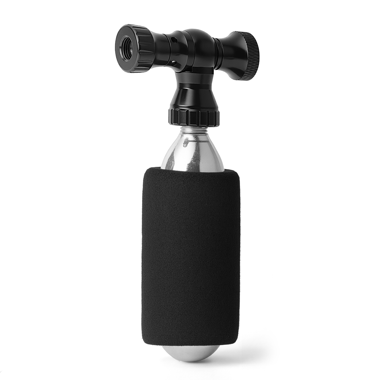 Rockbros CO₂ pump, aluminum alloy valve head, cartridge-free, Presta/Schrader compatible - black