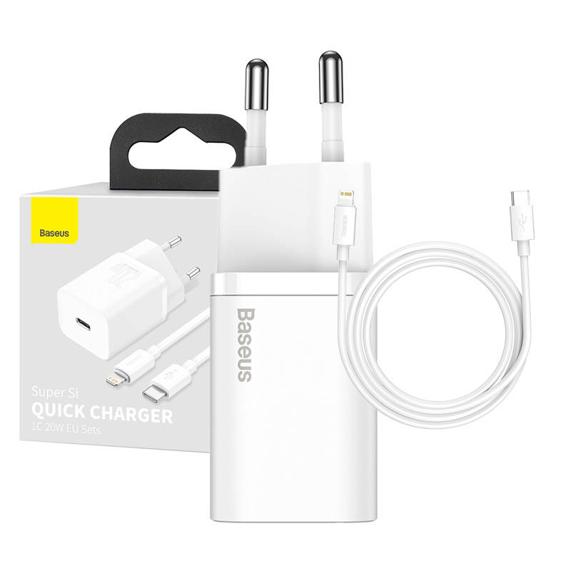 BASEUS Laadija Type C + Kaabel Type C to Lightning PD QC3.0 3A 20W TZCCSUP-B02/CCCJGCE-D valge