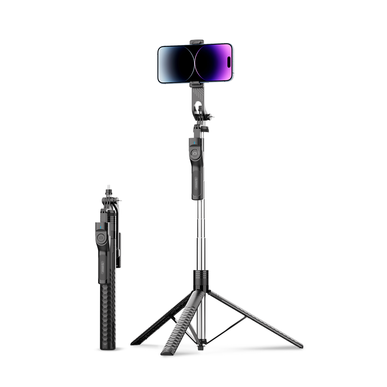 Selfipulk Orico SPM190 1/4 tolli statiiv telefoni kaamerale 360 kraadi pööramisega Bluetooth 5.2 - must